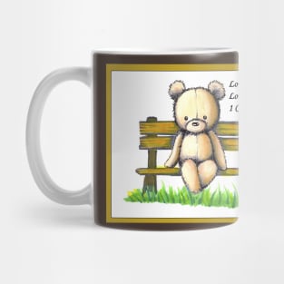 Bear on Bench 1 Cor 13:4 Mug